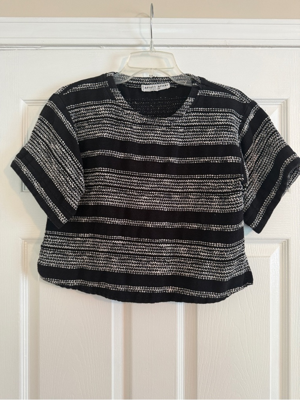 Apiece Apart Black & White Bouclé Knit Top. Size 4.